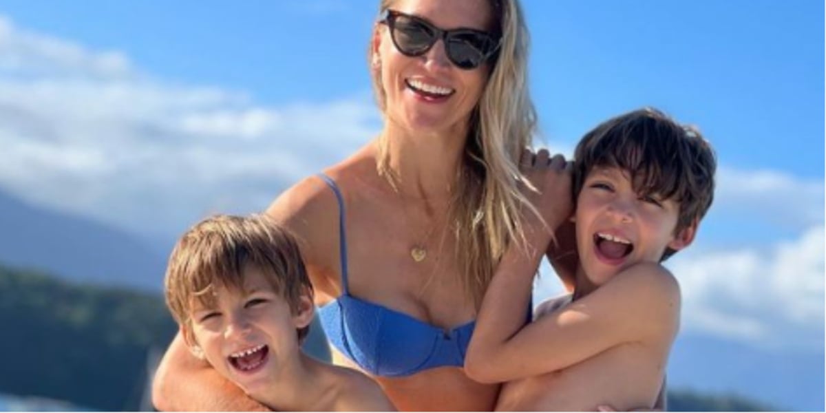 Anne Lottermann ao lad dos filhos, Leo e Gael - Foto: Reprodução