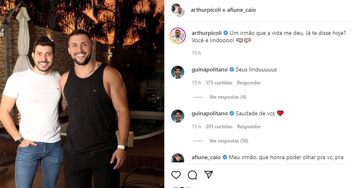 Arthur Picoli e Caio Afiune expõe amizade amorosa nas redes sociais 