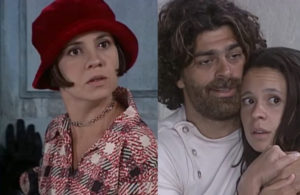 Petruchio (Eduardo Moscovis), Lindinha (Vanessa Gerbelli) e Catarina (Adriana Esteves) de O Cravo e a Rosa (Foto: Reprodução / Globo)