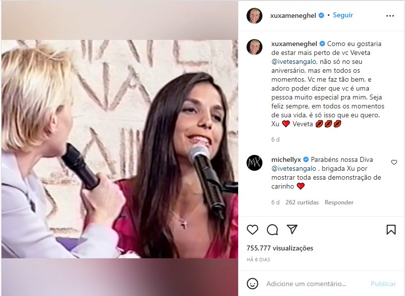 Xuxa se declara a Ivete e expõe vídeo assumindo - Foto: Reprodução