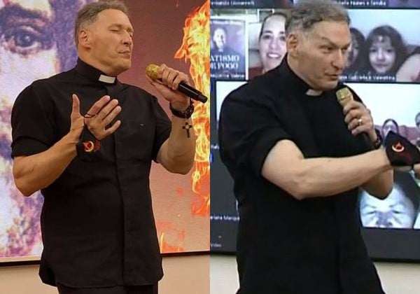 Padre Marcelo Rossi atualmente, exibindo os braços musculosos (Imagem: Montagem)