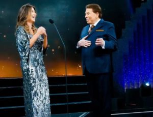 Silvio Santos e Rebeca Abravanel em gravação do troféu Imprensa no SBT (Foto: Reprodução / SBT)