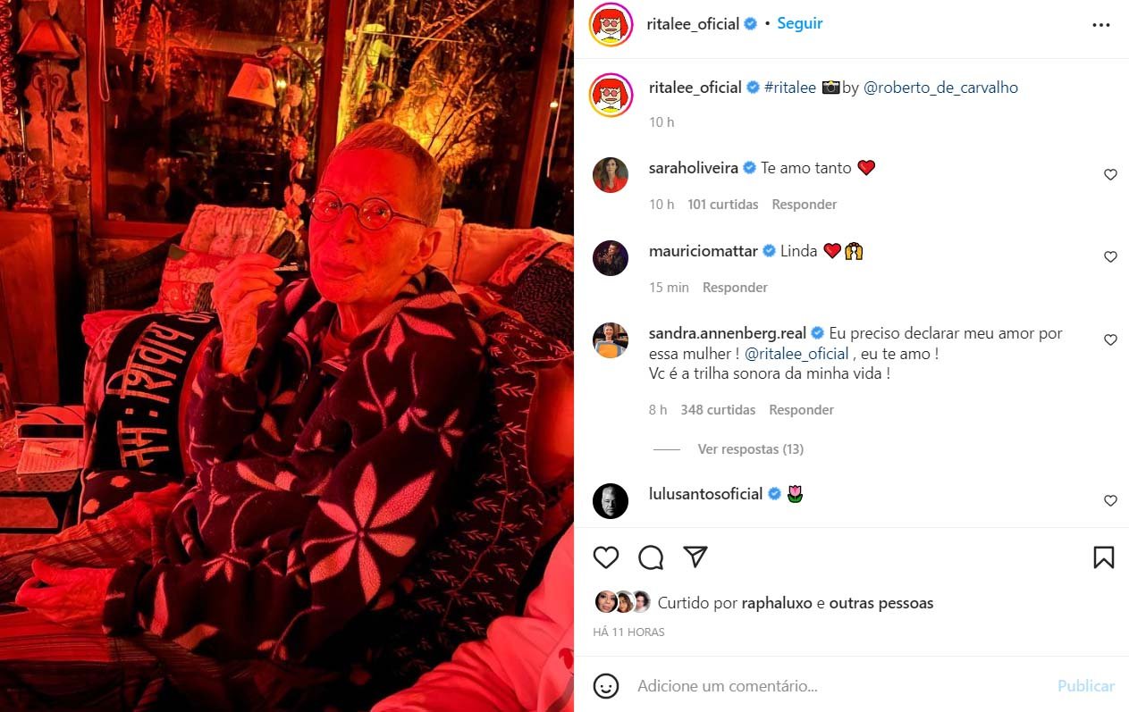 Rita Lee com novo visual nas redes sociais (foto: Reprodução/Instagram)