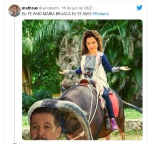 Público repercutiu cena de Maria Bruaca (Isabel Teixeira) com Alcides (Juliano Cazarré) em Pantanal (Foto: Reprodução / Twitter)