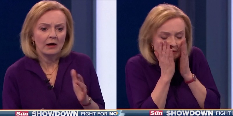 As câmeras estavam em Liz Truss quando a apresentadora do debate desmaiou ao vivo