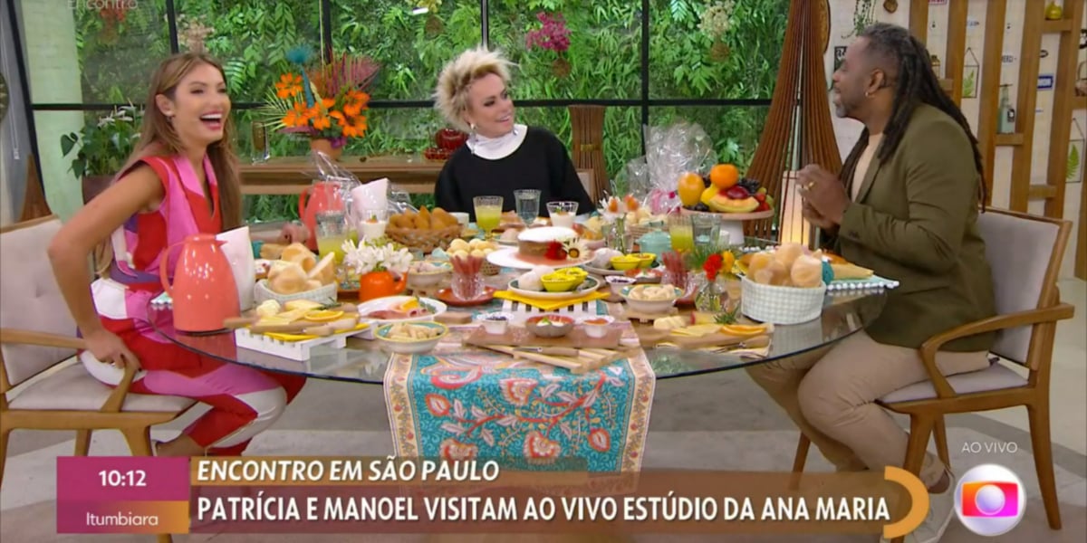 Patrícia Poeta e Manoel Soares visitaram Ana Maria Braga nos estúdios do "Mais Você" (Foto: Reprodução/TV Globo)