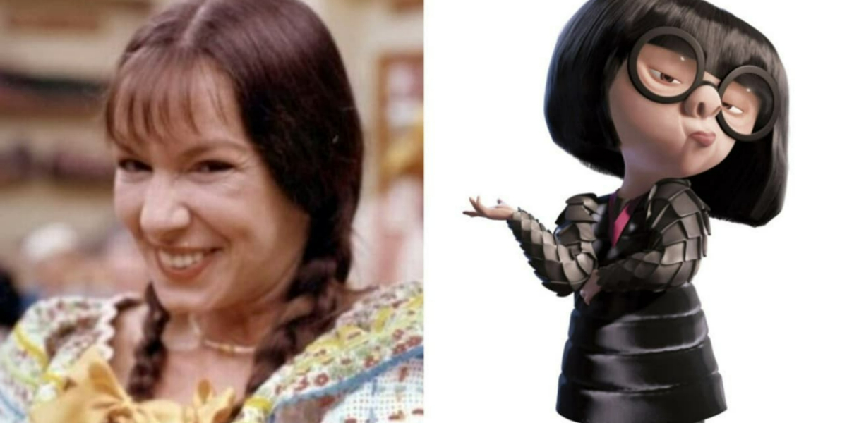 Nádia Carvalho deu vida às personagens Santinha Pureza, com Chico Anysio, dublou Edna Moda, de "Os Incríveis" (Foto: Reprodução/TV Globo/Pixar)