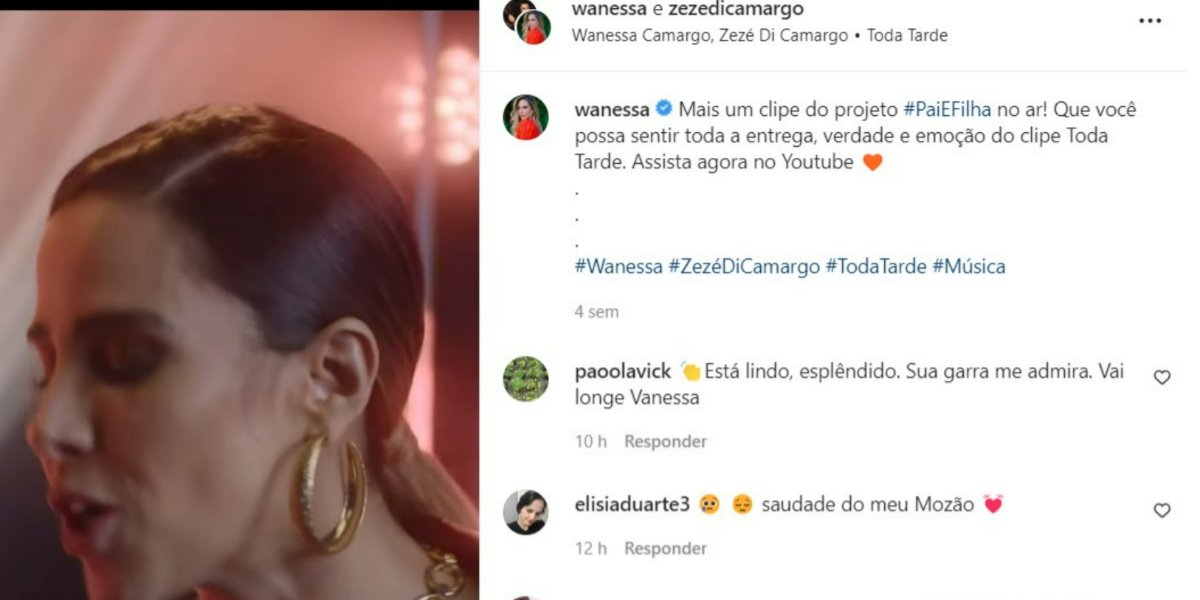 Zezé Di Camargo divulgou música com Wanessa (Foto: Reprodução/Instagram)