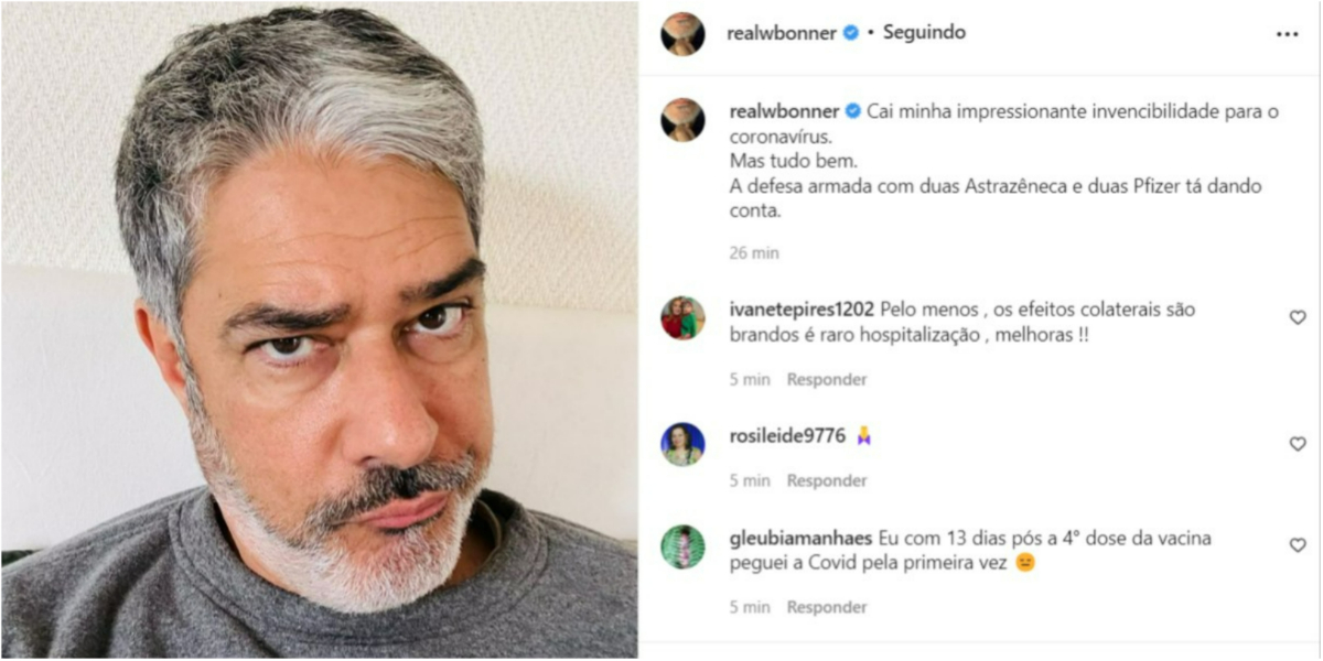 William Bonner está com Covid-19 (Foto: Reprodução/Instagram)