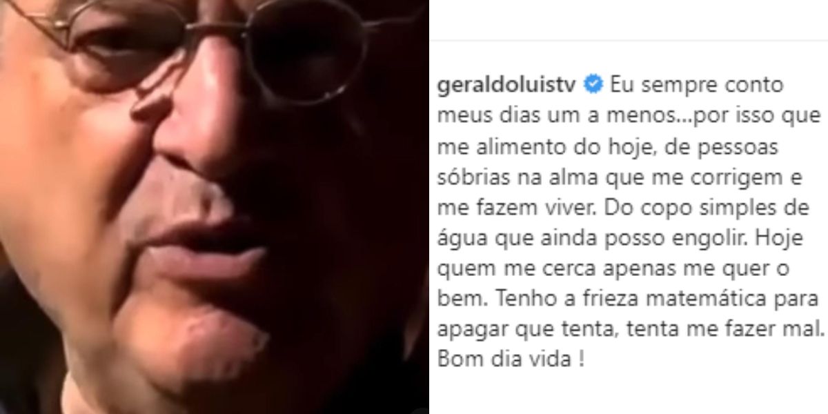 Geraldo Luís em desabafo no Instagram (Reprodução: Montagem TV Foco)