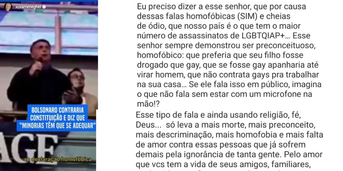 Xuxa Meneghel detona Jair Bolsonaro no Instagram (Reprodução: Instagram)