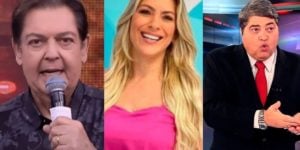 Faustão, Renata Fan e Datena - Reprodução Montagem