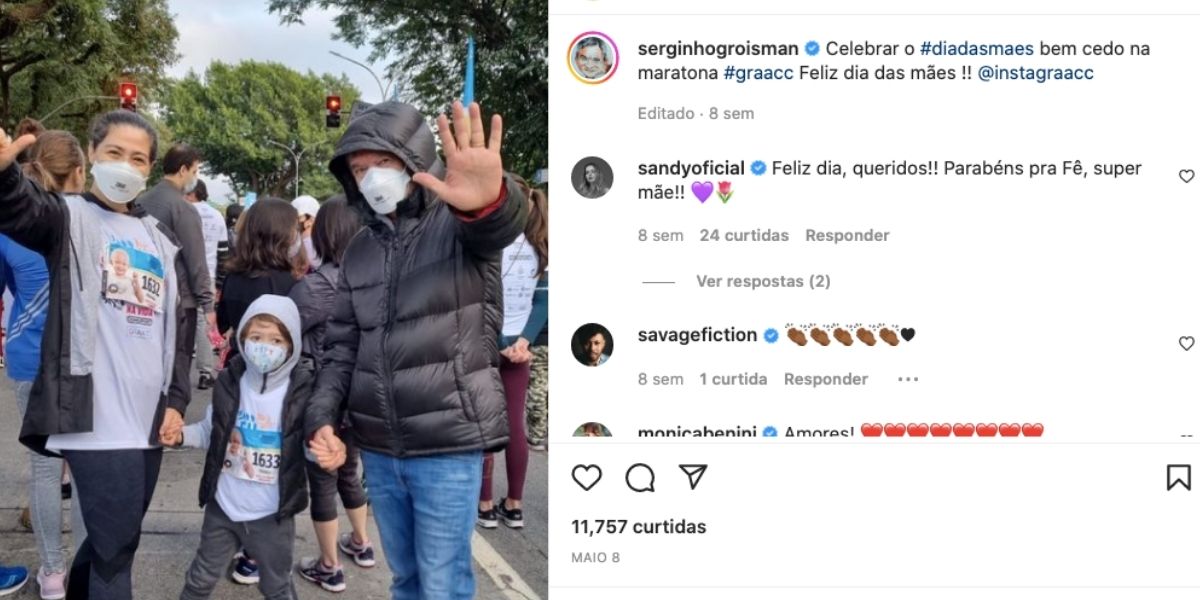 Serginho Groisman ao lado de esposa e filho (Reprodução)