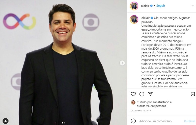 Lair Rennó foi demitido em 2019 da Globo (Foto: Reprodução/Instagram)