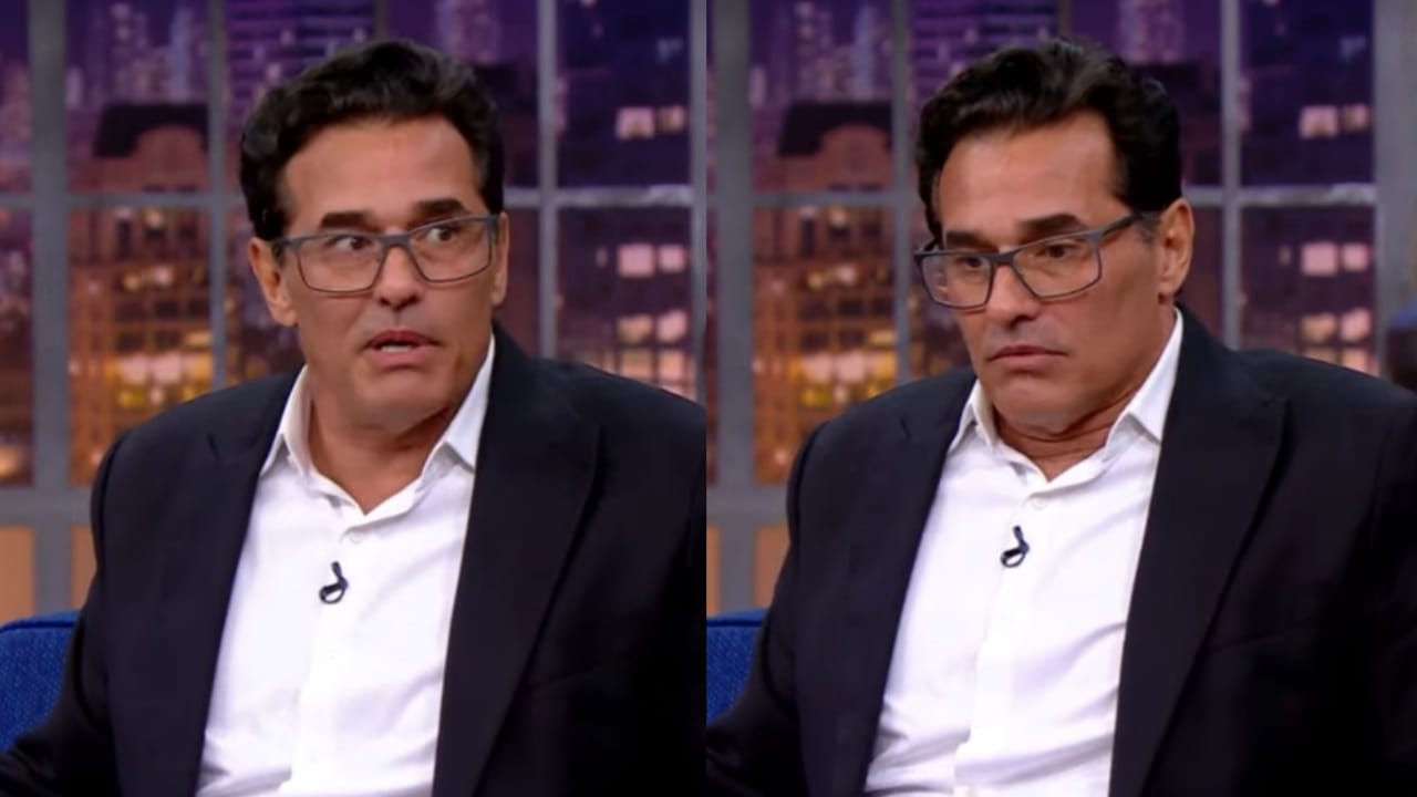 Luciano Szafir no The Noite, de Danilo Gentili (Foto: Reprodução/Montagem/YouTube)