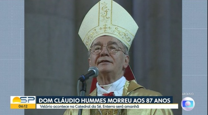 Famoso Caderal Dom Claúdio Hummes foi homenageado na Globo- Foto: Reprodução/Globo