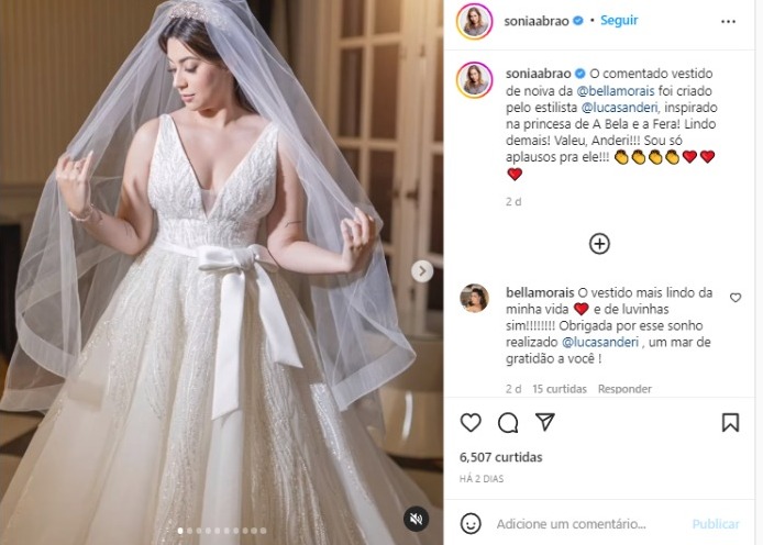 Vestido da nora de Sonia Abrão em seu casamento (Foto: Reprodução/Instagram)