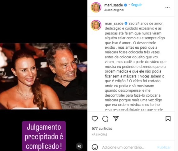 Post de Marilene Saade e Stênio Garcia no Instagram (Foto: Reprodução)