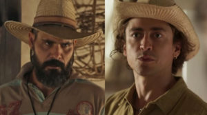 Juma (Alanis Guillen) se casará com Jove (Jesuíta Barbosa) em Pantanal e Alcides (Juliano Cazarré) armará o maior barraco na festa (Foto: Reprodução / Globo)