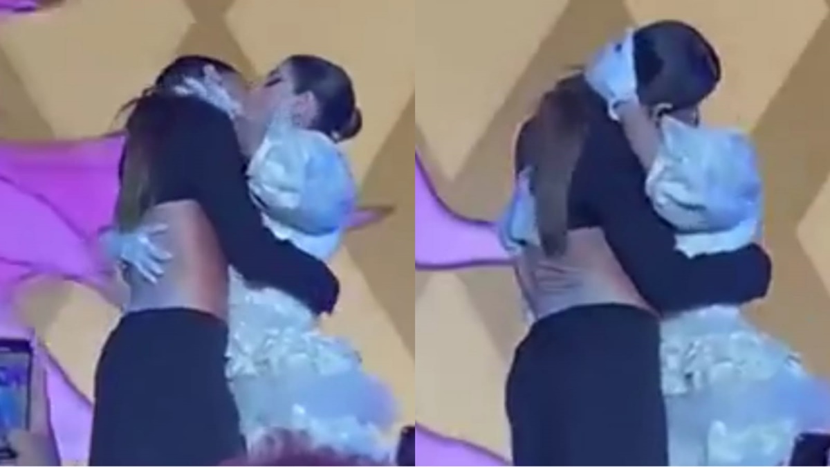 Bianca Andrade (Boca Rosa) e GKay se beijam no palco ao vivo