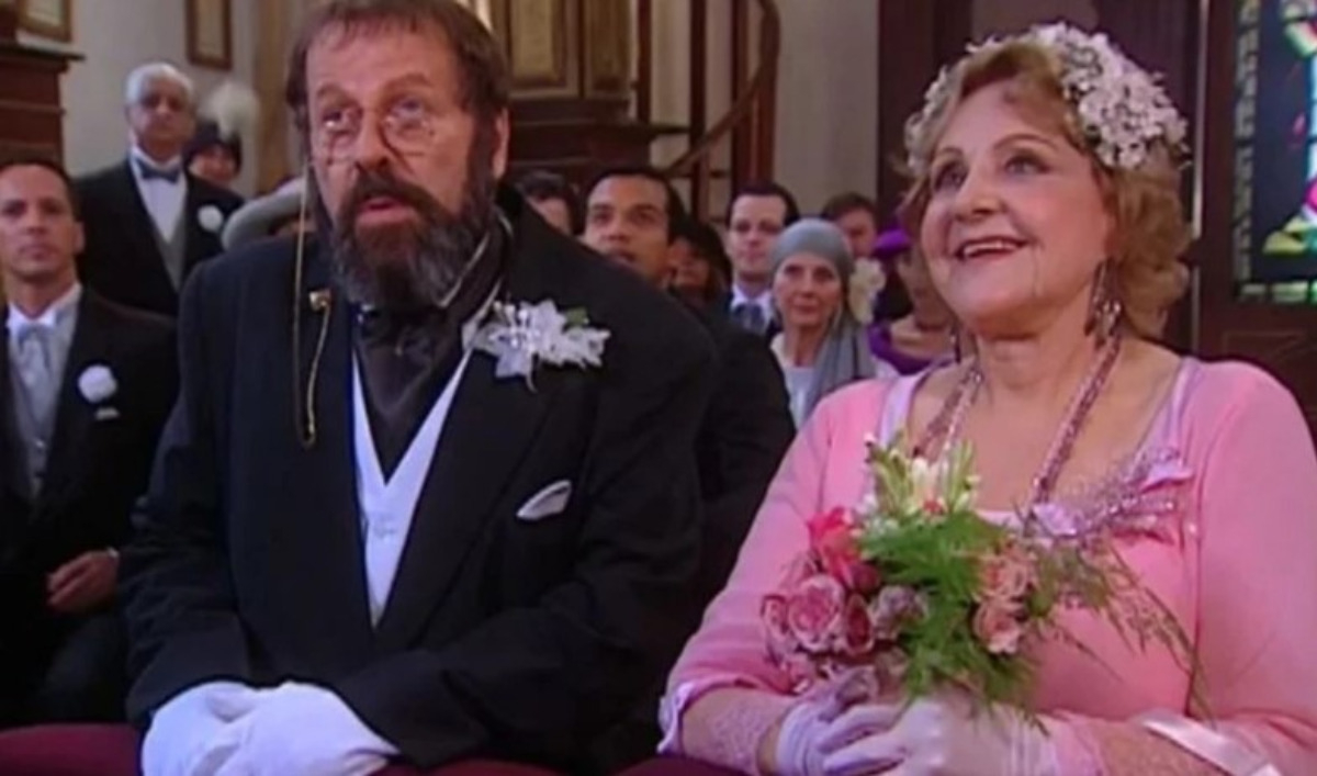 Carlos Vereza e a saudosa Eva Todor em "O Cravo e a Rosa" (Foto Reprodução/Globo)