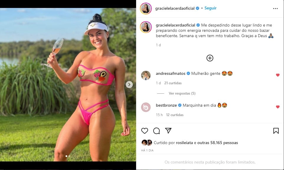 Graciele Lacerda exibe corpão nas redes sociais - Foto: Reprodução