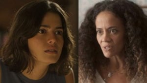 Guta (Julia Dalavia) verá Maria Bruaca (Isabel Teixeira) em estado deplorável em Pantanal e humilhará Zuleica (Aline Borges) (Foto: Reprodução / Globo)