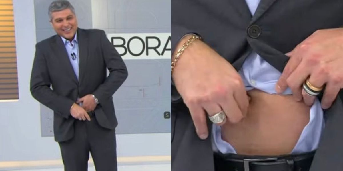 Joel Datena escandaliza na Band, arregaça camisa, mostra o corpo e expõe piercing íntimo: "Olha aqui"