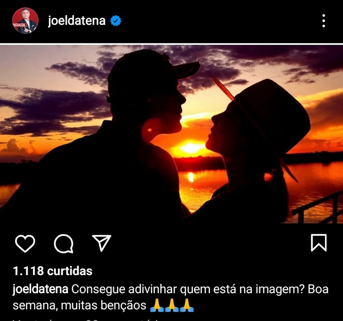 Joel Datena publica foto tentando beijar sua amada, evitando de expôr sua imagem