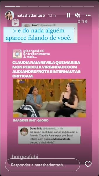 Natasha Dantas detona atitude de Claudia Raia - Foto: Reprodução