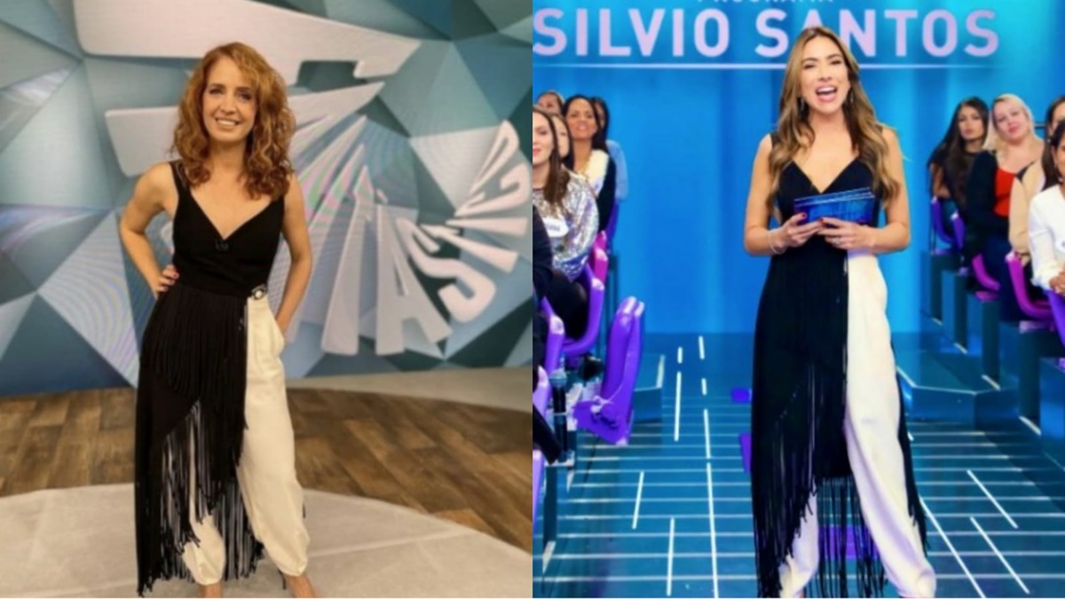 Poliana Abritta no "Fantástico" e Patrícia Abravanel no "Programa Silvio Santos" usaram a mesma roupa no domingo