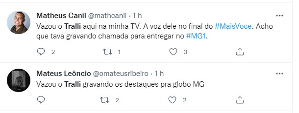 Áudio vazado de Tralli na Globo repercutiu2 no Twitter