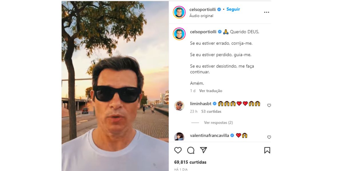 Celso Portiolli - oração - Instagram