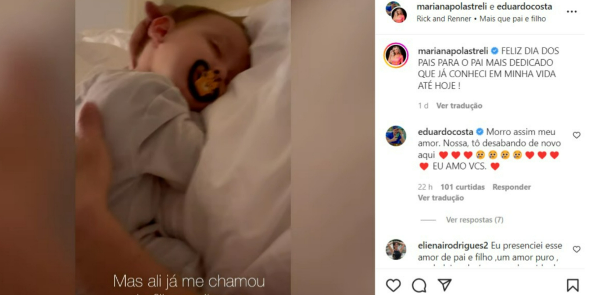 Mariana Polastreli homenageou Eduardo Costa nas redes sociais (Foto: Reprodução/Instagram)