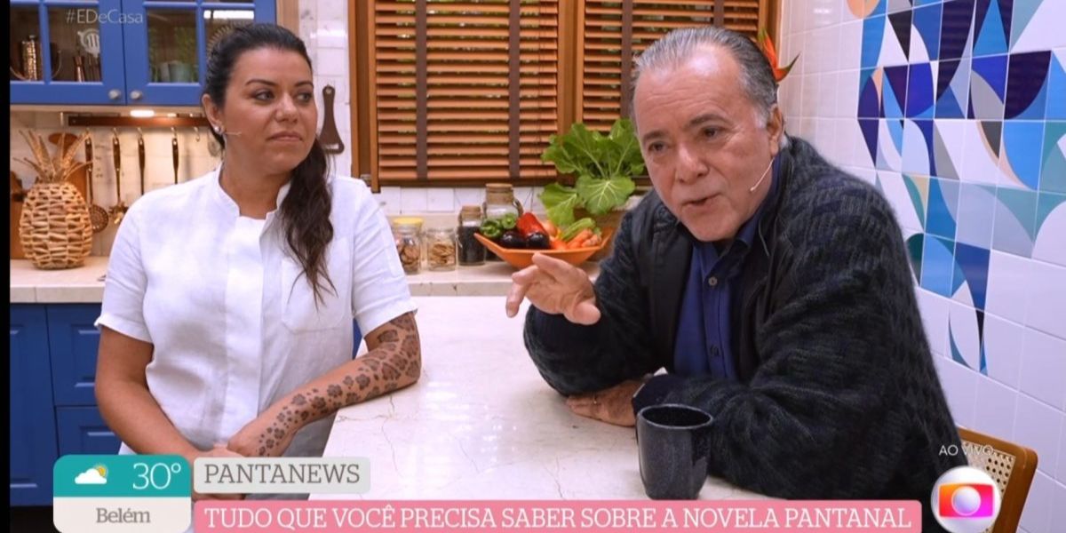 O ator Tony Ramos foi convidado especial do ‘É de Casa’ e revelou detalhes sobre o que pensa do remake de Pantanal exibido na Globo - Foto: Reprodução Globo
