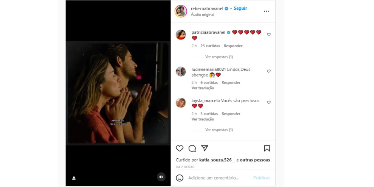 Rebeca Abravanel surge com Pato em vídeo, junta as mãos em oração e confirma: "Confiando''