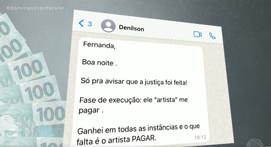 Domingo Espetacular exibiu o que Denilson tem a dizer sobre dívida de Belo