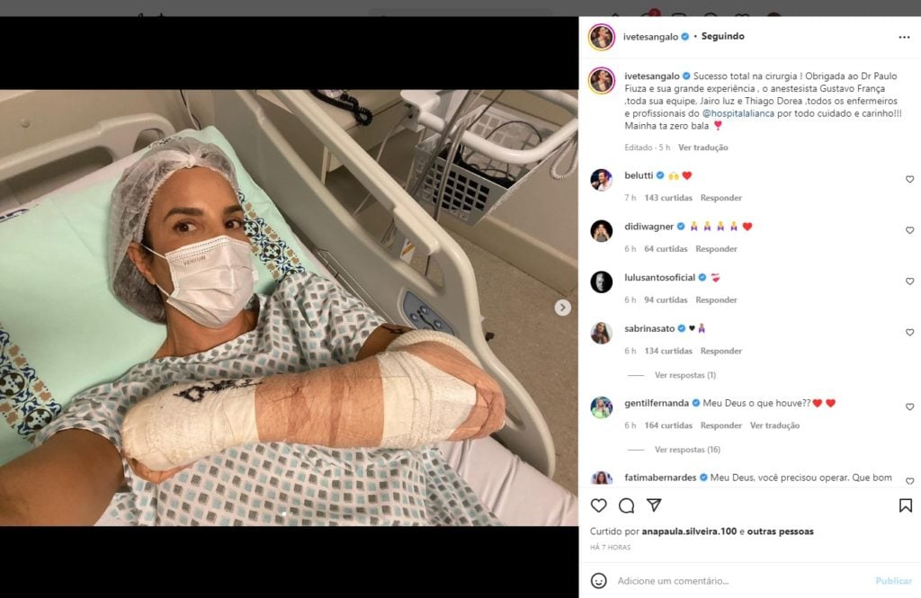 Ivete Sangalo falou sobre a cirurgia em seu perfil no Instagram