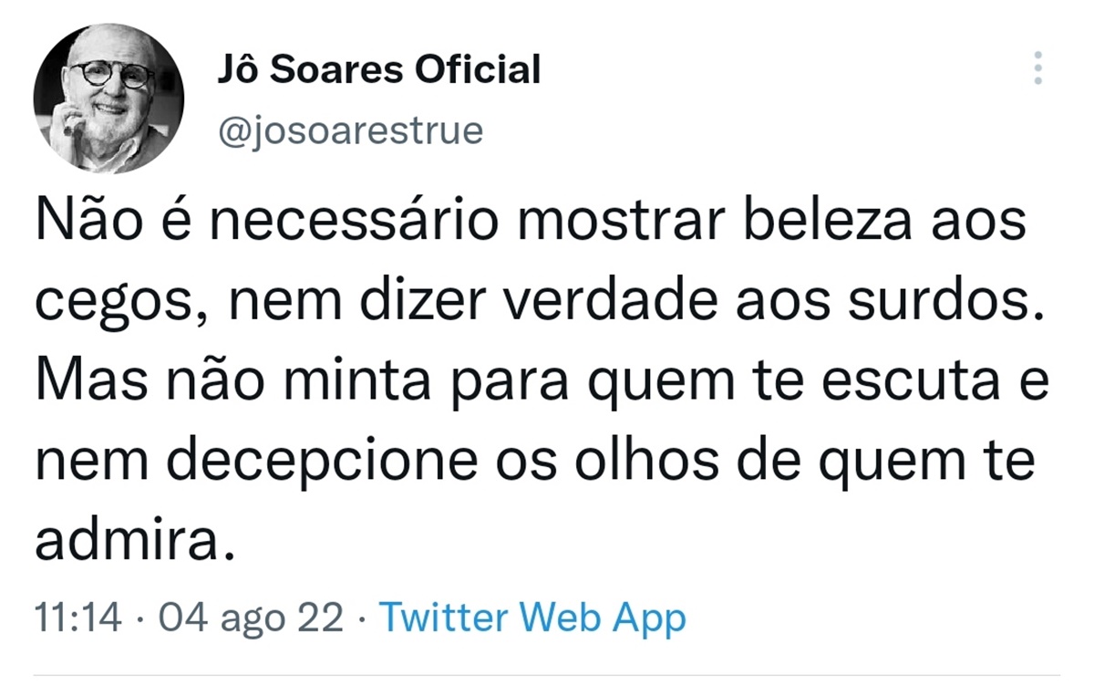 Jô Soares expõe seu último pensamento antes de falecer 