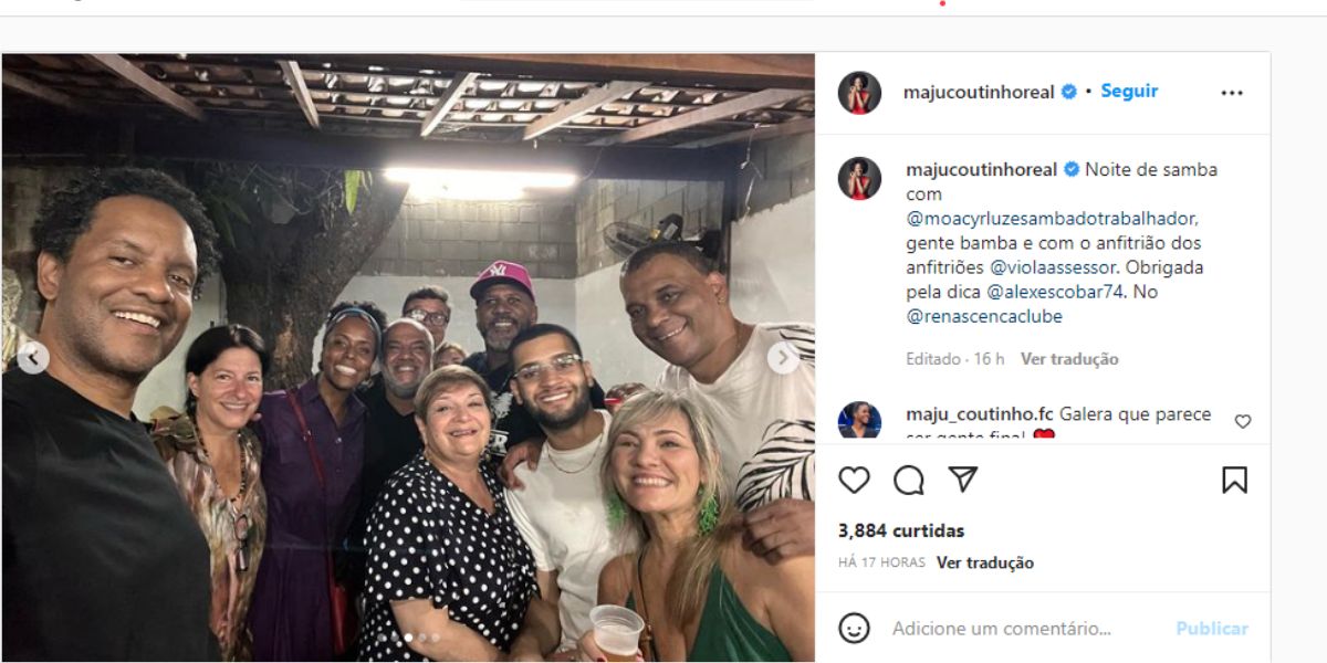 Maju Coutinho com amigos e marido