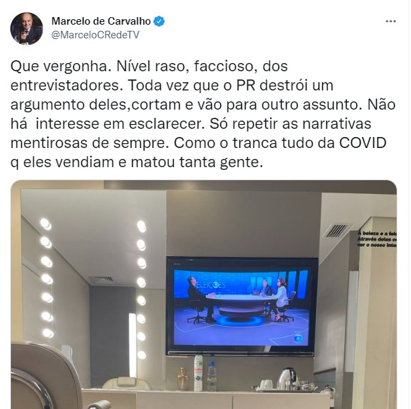 Marcelo de Carvalho criticou a postura dos âncoras da Globo durante a entrevista com Jair Bolsonaro