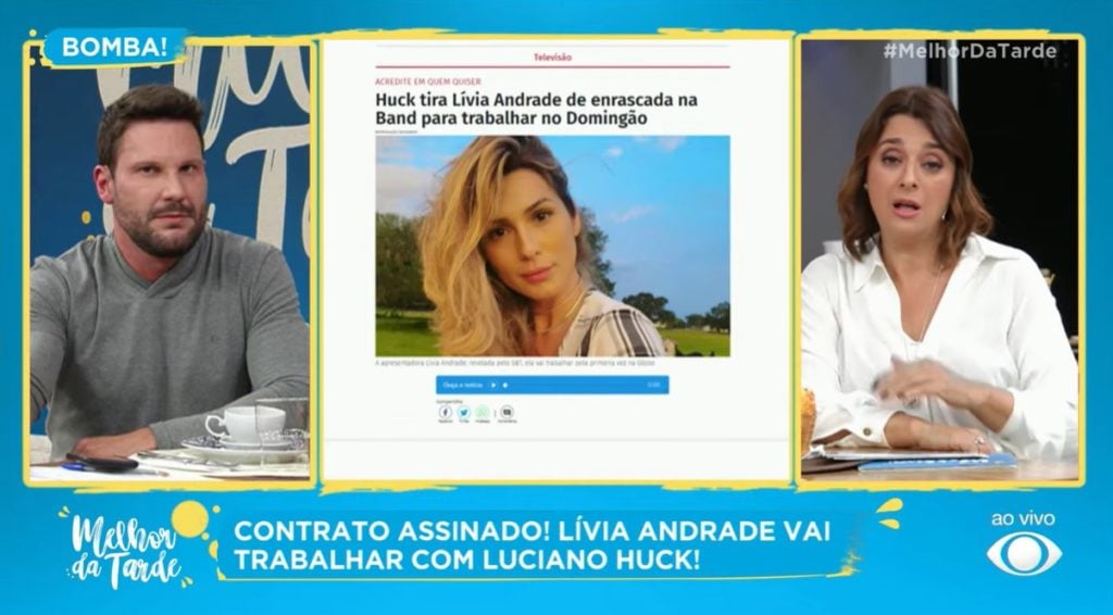 Rafael Pessina e Catia Fonseca comentaram sobre a ida de Livia Andrade pra Globo