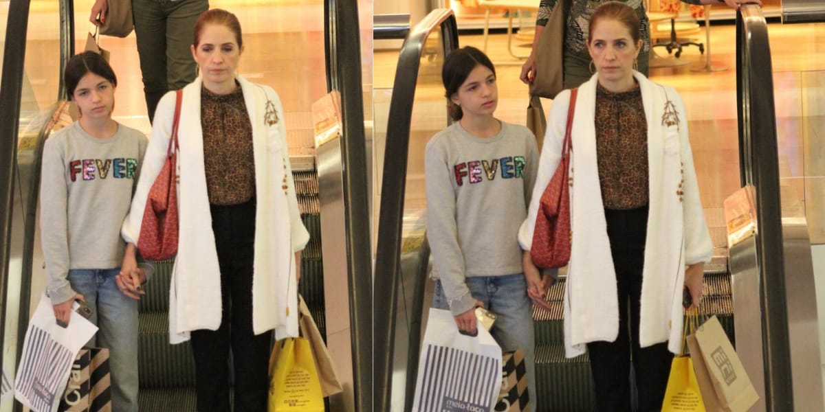 Poliana Abritta caminhou com sua filha em um shopping da zona sul do Rio. (FOTO/ ADÃO/ AGNEWS)