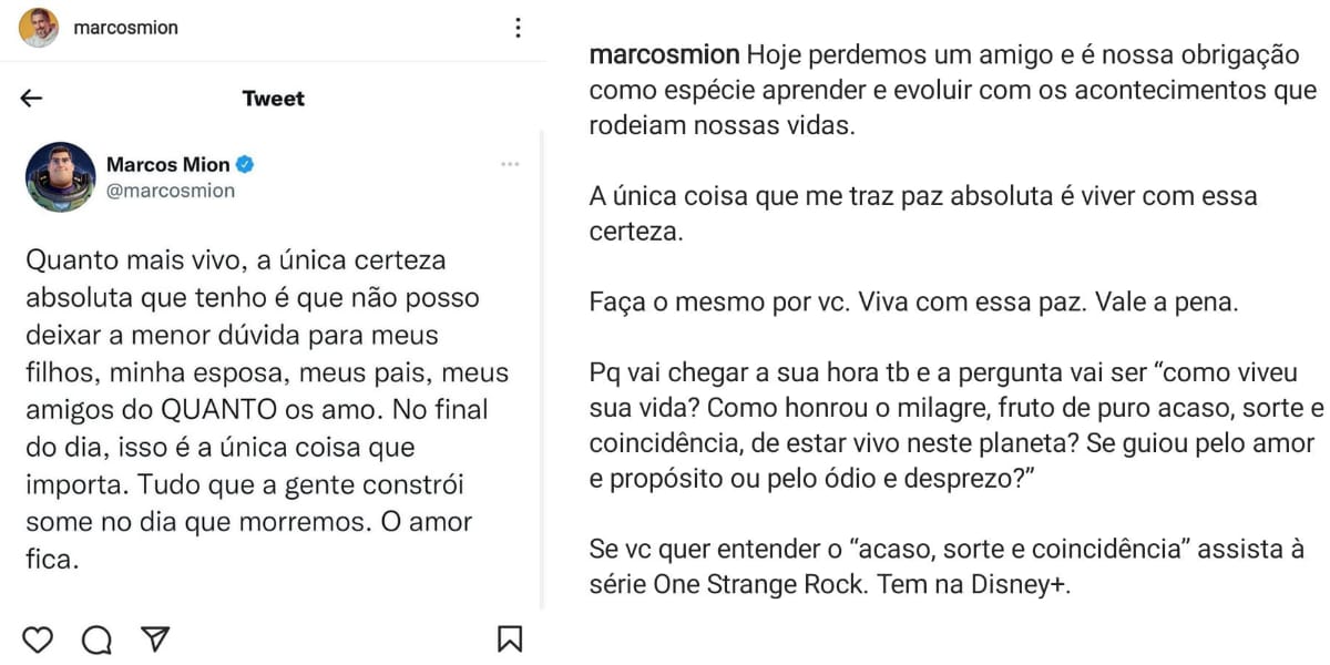 Marcos Mion traz reflexão em suas redes sociais (Foto: Instagram)