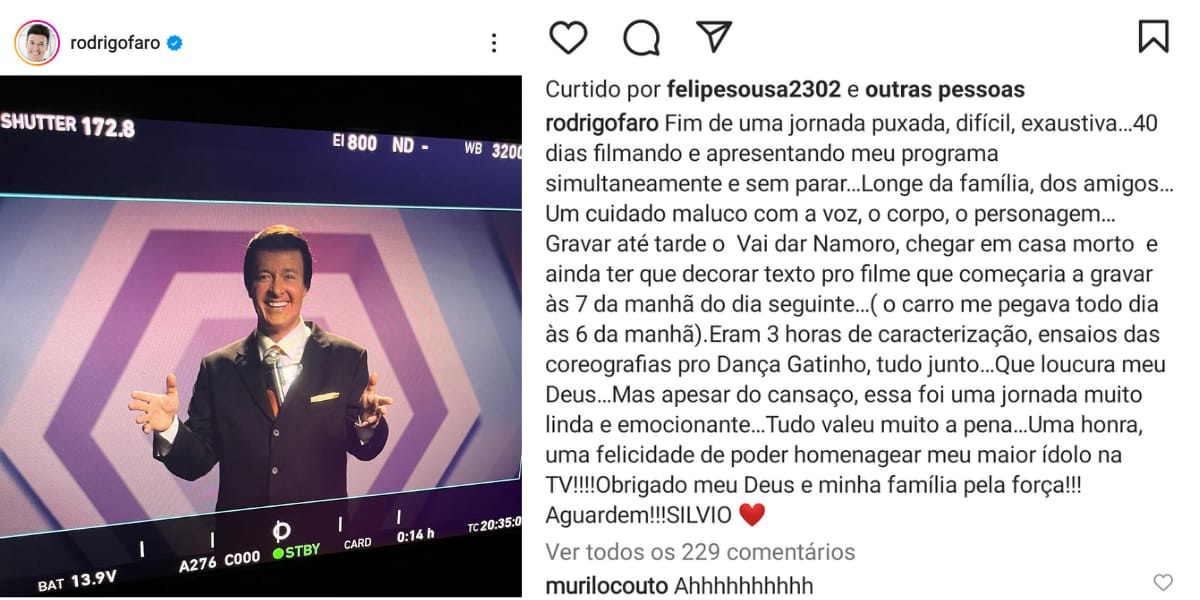 Rodrigo Faro expõe como foi fazer a gravação do filme Silvio Santos (Foto: Instagram)