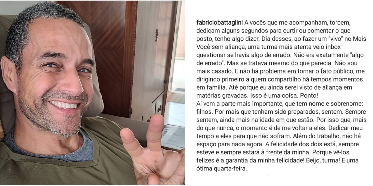 Fabrício Battaglini expõe término de relacionamento (Reprodução: Instagram)