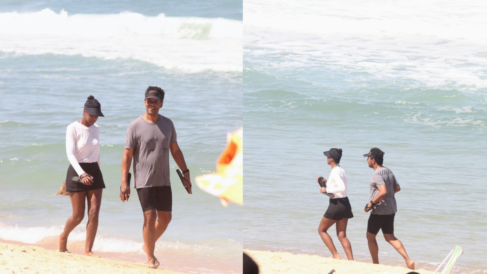 Maju Coutinho e o marido em praia, no Rio de Janeiro (Foto: Reprodução/Dan Delmiro/Ag News/Montagem)