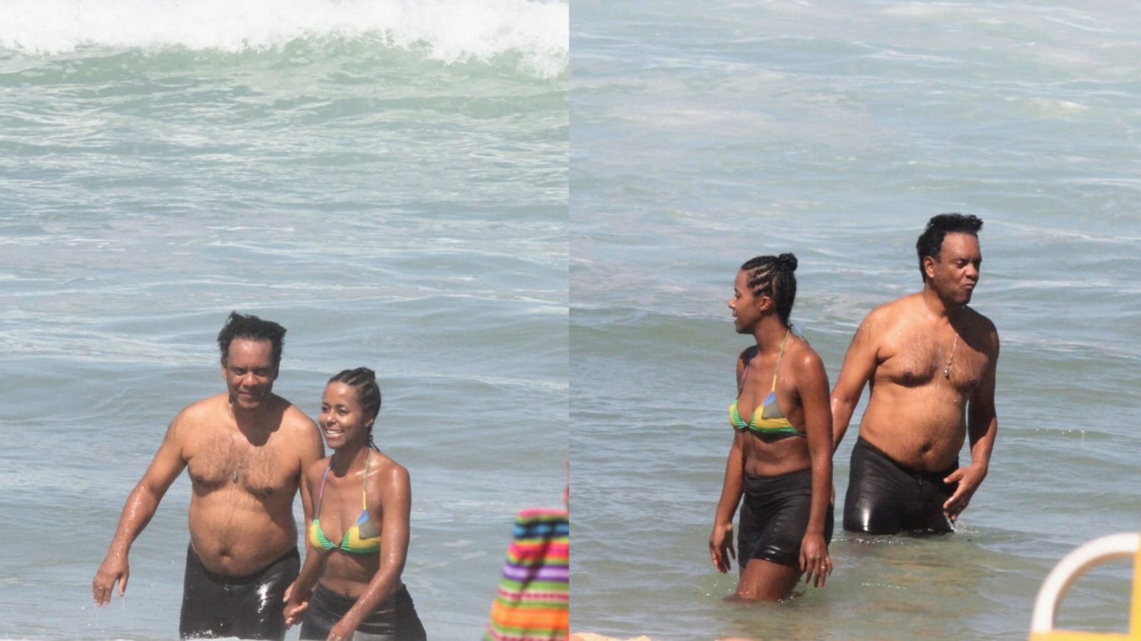 Maju Coutinho e o marido em praia, no Rio de Janeiro (Foto: Reprodução/Dan Delmiro/Ag News/Montagem)