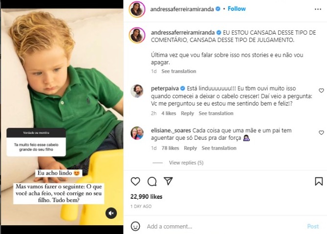 Andressa Ferreira rebate comentário maldoso sobre o filho, Bento (Foto: Reprodução)