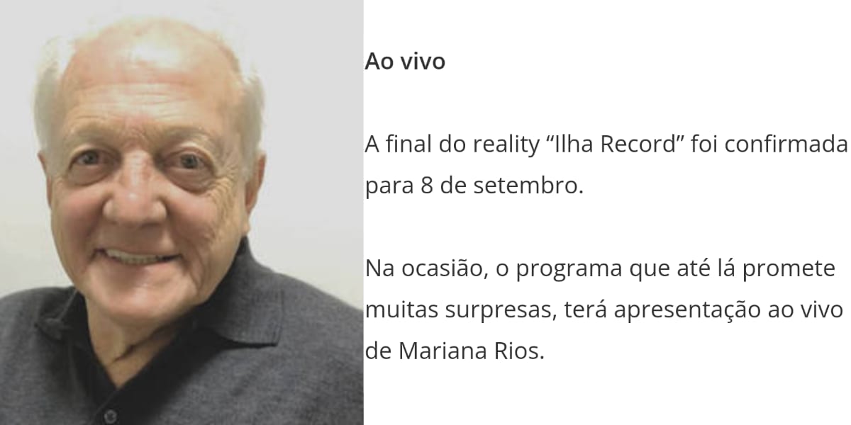 Flávio Ricco divulga data de encerramento do 'Ilha Record' (Reprodução: Montagem TV Foco)